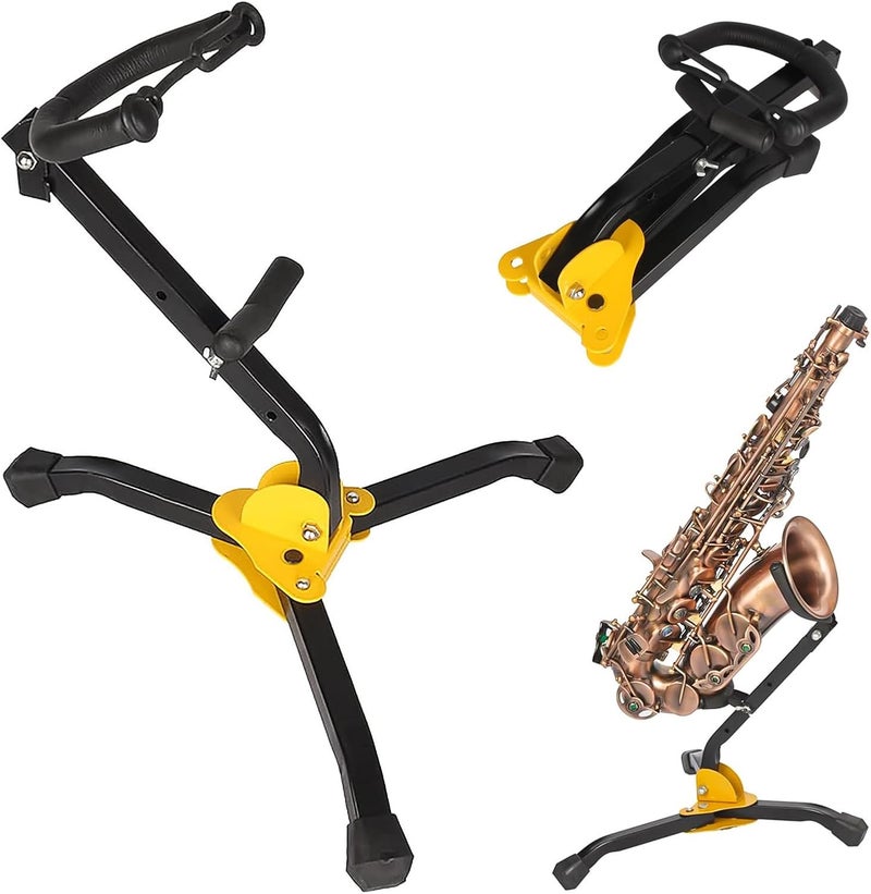 GOGHOST Saxophone Stand, Portable Folding Metal Alto/Tenor Sax Stand - Adjustable Triangle Base Holder Display Rack, Musical Instrument Accessories - Image 1